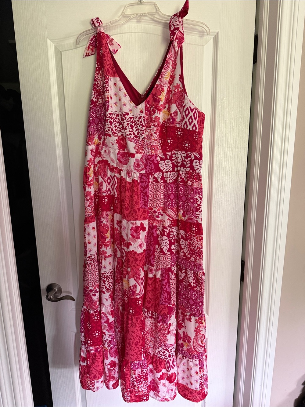 Coco + Carmen Red and Pink Floral Tie-Shoulder Sundress